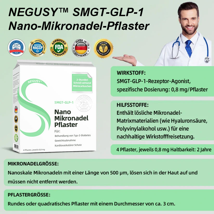 [7 Tage, um Ergebnisse zu sehen]  NEGUSY™SMGT-GLP-1 Nano-Mikronadel-Pflaster (Schmerzfrei, lang anhaltend, gegen Diabetes, Fettleibigkeit und Herz-Kreislauf-Erkrankungen)🌟